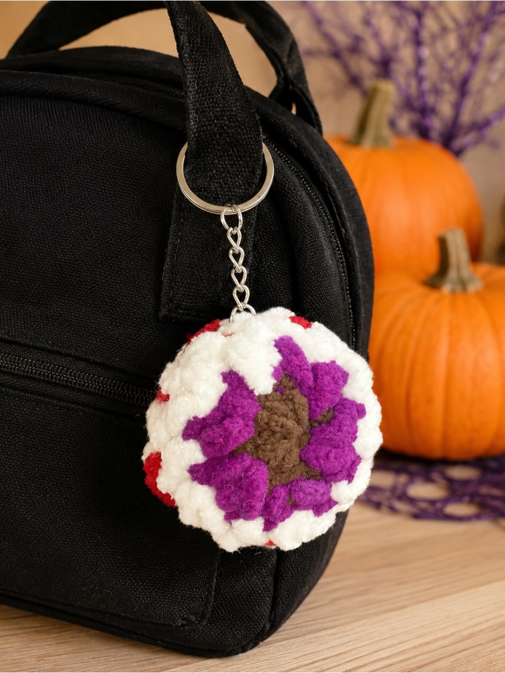 Handmade Crochet Halloween Eye Keychain